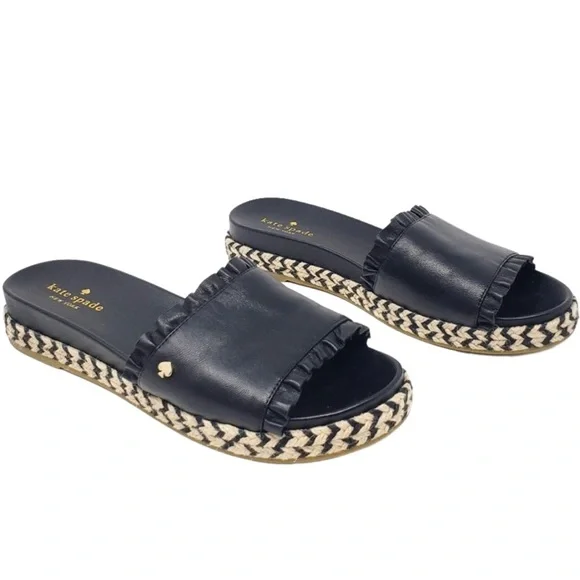 KATE SPADE Black Leather Slide Sandals - Picture 2 of 9